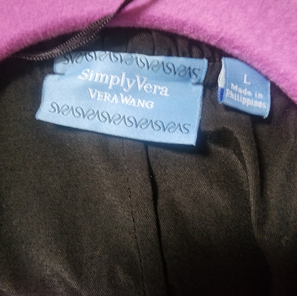 Simply Vera Wang Black Tie Closure Ruffle Top Large - Picture 4 of 5